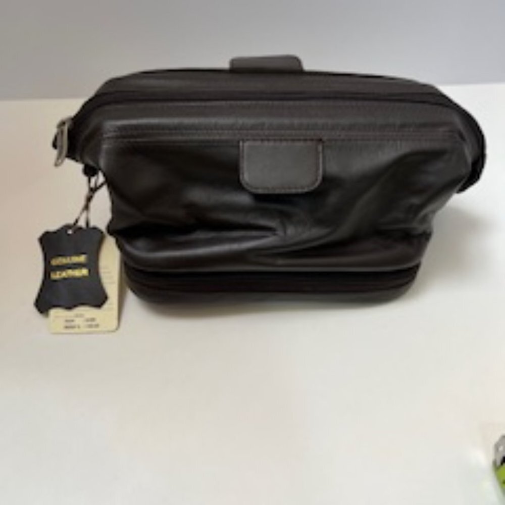 Genuine Leather Black Travel Bag